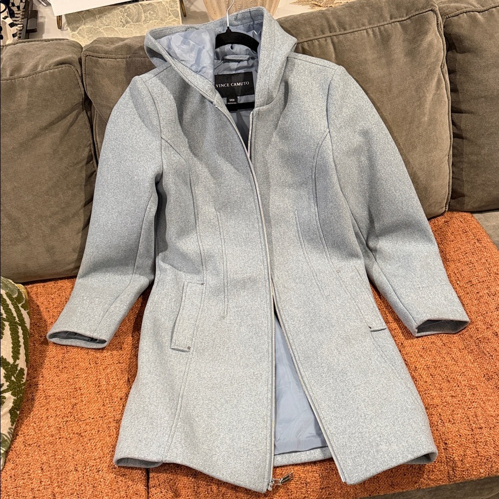 Vince Camuto Women's Soft Gray Hooded Trench Coat